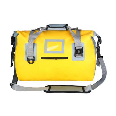 China Fashion Factory Yellow Large Travelling Storage 80L Waterproof Foldable Roll Top Custom Travel Duffel Bag for sale