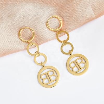 China Anti-allergic Stainless Steel B Two Letter Circle Hoop Earrings High End Punk Small Dangle Earrings For Women 2021 for sale