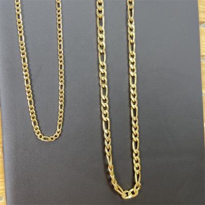 China Wholesale Custom 3:1 FASHIONABLE NK Stainless Steel Gold Necklace Chunky Gold Chain Tarnish Free Chain 3mm 5mm Figaro Chain Necklace for sale