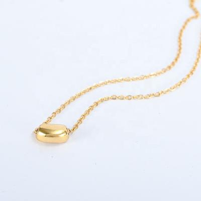 China TRENDY Fashion Jewelry High Polished Pendant Necklace 18k PVD Plated Chains Charm Necklace Round Gold Bean Necklace for sale