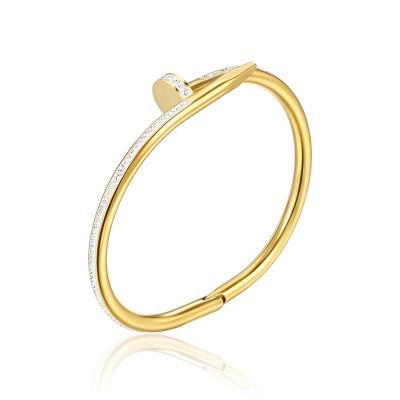 China Wholesale Custom TRENDY Stainless Steel Fashion Jewelry 18k Gold Plated Shell Four Leaf Clover Cuff Bangle Bracelet For Women for sale