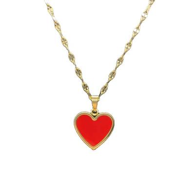 China 2021 fashion jewelry stainless steel necklace lip link chain heart necklace amor high quality gold plated necklace for sale