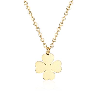 China FASHIONABLE Mirror Polish High Quality 18K Gold Flower Necklace Four Leaf Clover Jewelry Stainless Steel Charm Pendant Necklace For Women for sale