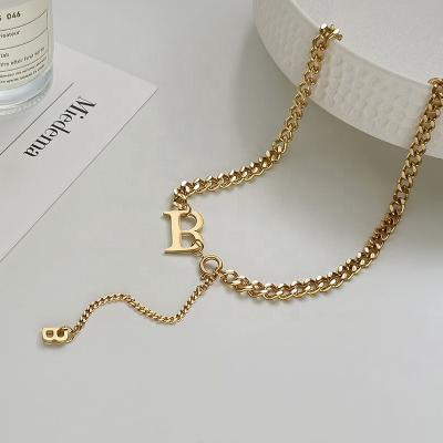 China Fashion Jewelry 14k Trendy Luxury Gold Plated Rainstone Inlay Necklace Stainless Steel Pendant Necklace For Women for sale