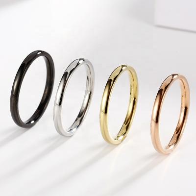 China Simple Hot Sale Plain Ring Stainless Steel Gold Ring Wedding Rings For Women Men Unisex for sale