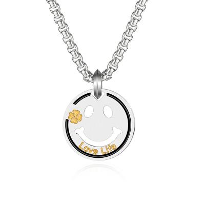 China Logo Necklace Fashion Customized Necklaces made to order TRENDY Personalized Round Smiley Face Necklace Wedding Gift Trendy Party Engagement for sale