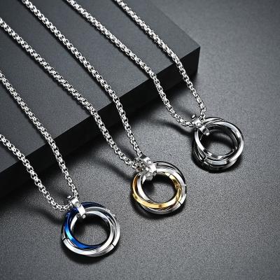 China Hip Pop Hip Pop Jewelry Necklace Corn Chain Mens Necklace Three Rings For Cool Men for sale