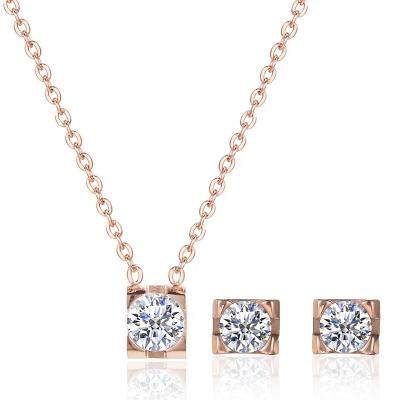 China FASHION Jewelry Sets Crystal Necklace Earrings Women Stainless Steel Jewelry for sale