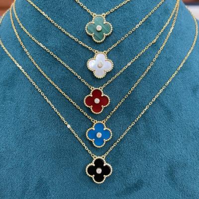 China S925 VCA female classic jewelry necklace four leaf clover necklace exquisite romantic high quality silver lucky agate pendant for sale