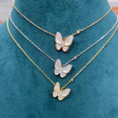 China Romantic High Quality Silver Butterfly Shell Necklace by S925 VAC for sale