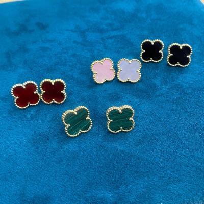 China S925 VCA Lucky Clover Earrings Exquisite Agate Jewelry Romantic High Quality Silver Dangle Female Classic Earrings for sale