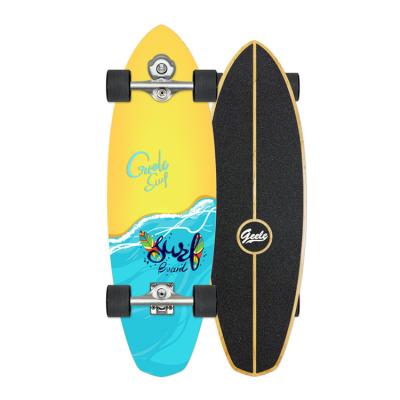 China Geele Mini Surfboard Wooden Printed Skateboard No Need To Pedal Rigs S5 SurfSkate 32inch for sale