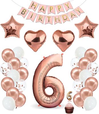 China Rose Gold Latex Foil Number Balloons Sets Globos De Numeros Helium Digital Girl Pink Latex Foil LHD Balloons Birthday Decoration Party Supplies for sale