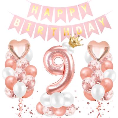 China Giant Rose Gold Balloons Hot Sale Latex Aluminum LHD Amazone Foil Balloon Birthday Party Girl Happy Birthday Decoration Sets for sale