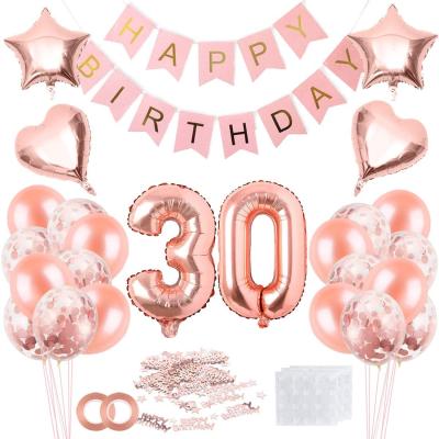 China Foil and Latex LHD Wholesale Confetti Rose Gold Balloons Sets Birthday Decoration Party Supplies Number Happy Birthday Foil Balloons for sale