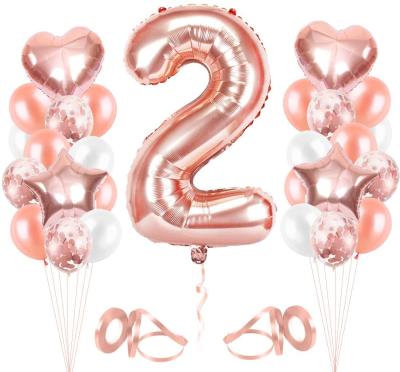 China Customizable Giant Latex Happy Birthday Foil Balloon Number Rose Gold Balloon Set Foil and Birthday for sale