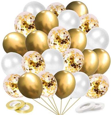 China Aluminum foil and LHD latex suitable for birthday party, wedding, baby shower, Valentine's Day, 12 inch gold silver balloon set for sale