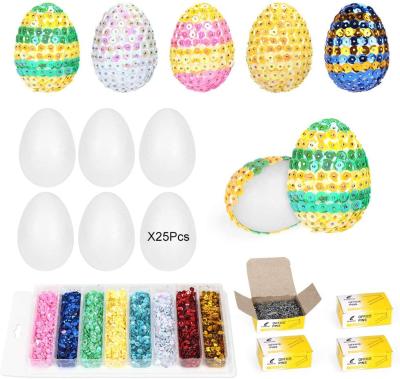 China Wholesale Decoraive Easter DIY Craft Ideas Using Foam Eggs, Sequin Egg Ornament Craft Kit for sale