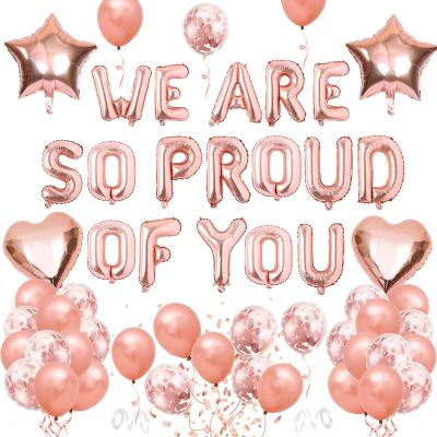 China Aluminum Foil LHD Factory Wholesale We Are Proud Of You Balloons Helium Party Rose Gold Graduation Decorations for sale