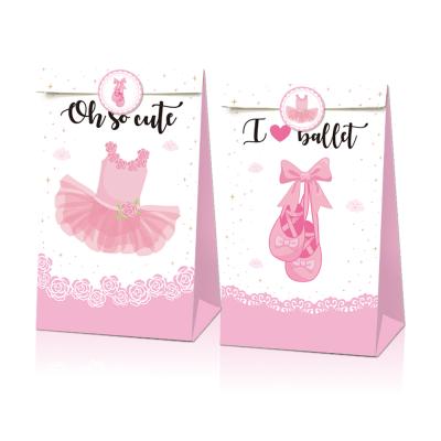 China Amazon Hot Sale Recyclable Pink Ballet Gift Paper Bags Girls Birthday Party Supplies for sale