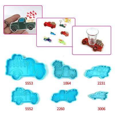 China 5553 Loves Truck Key Chain Silicone Mold Sustainable Truck Coaster Silicone Epoxy Mold for sale