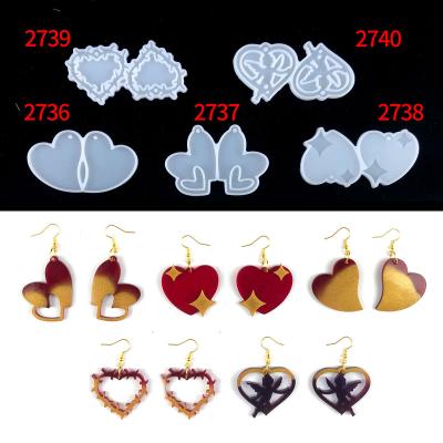 China 2736 Viable - 2740 Valentine's Day Earrings Heart Shape Earrings Molds Glue Resin For Silicone Molds for sale