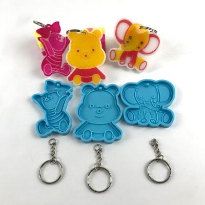 China 3022 5376 5380 Viable Asshole Elephant Bear And Piglet DIY Epoxy Resin Craft Silicone Key Chain Cast Small Pig Blanket Silicone Mold for sale