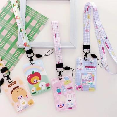 China Custom Acrylic Charm Lanyard Key Chain ID Card Holder Badge Holder High Quality Cartoon Print Lanyard Key Chain Pendant Card Holder for sale