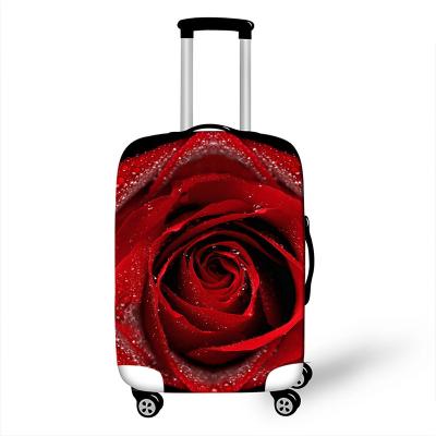 China Luggage Rose Flower Compartment Protective Cover, Colorful Floral Travel Spandex Canvas Fabric Baggage Luggage Cover Cover for sale