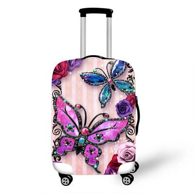 China Private Label Luggage Cover Beautiful Transparent Butterfly Luggage Cover, 2022 3D Printed Flower Floral Luggage Cover for sale