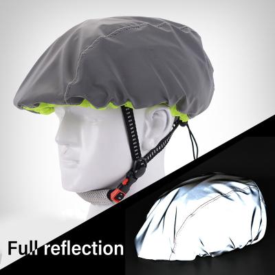 China Universal Size Bike Helmet Cover High Visibility Helmet Rain Cover, Reflective Waterproof Silver Bicycle Helmet Cover for sale