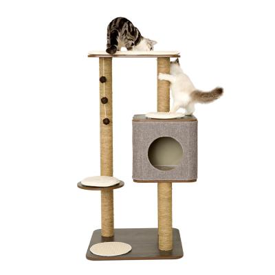 China Cat Climbing Frame Wooden Cat Safety Cat Treehouse High Tower One Jumping for Cats for sale