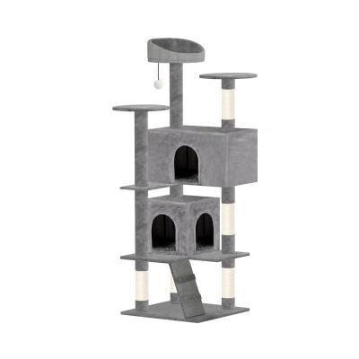 China Unique Design Cats Multi-Layer Scratcher Toy House Cat Tower Tree Cat Platform Wood Climbing Cat for sale