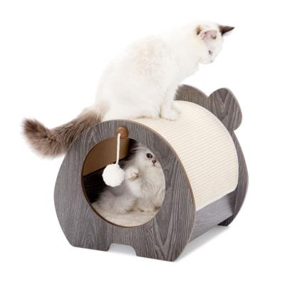 China 2021 Fashion Small Pet Cat Bed Cats House Wood Wood Cat Furniture House for sale