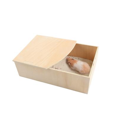 China Small Viable Natural Wooden Sand Tub Hamster Sand Bath Animal Shower Room for sale