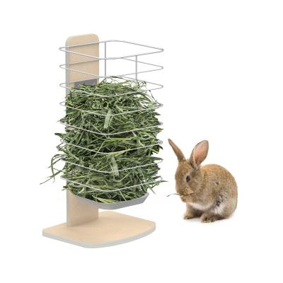 China Wholesale Natural Wood Metal High Quality Basket Feeder Pet Holder Rabbit Stocked Wooden Feeder For Small Animals for sale