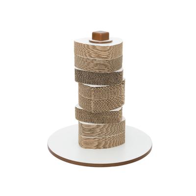 China Viable New Design Cat Cardboard Scratcher Cat Scratching Wooden Cat Toy Post for sale