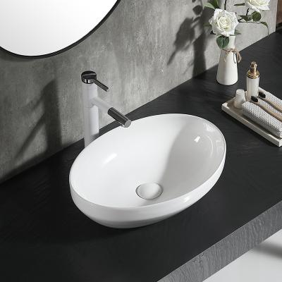 China Factory Direct Modern Customize Colors Bathroom Ceramic Handmade Glossy White Vessel Sink Countertop Basin for sale