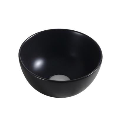 China Luxury Wholesale Cheap Bathroom Be Careful Round Wash Basin Small Size Shiny Black Glazed Ceramic Face Sinks for sale