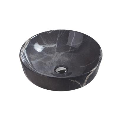 China Eco-friendly Marble Effect Cheap Price Hand Face Sink Bathroom Countertop Ceramic Art Basin for sale