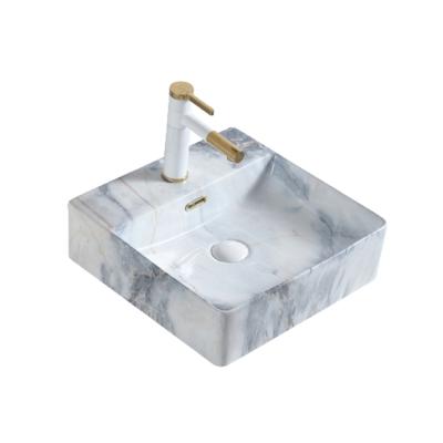 China Wholesale High End Marble Ceramic Bathroom Rectangular White Marble Above Basin Backwash Sinks For Home for sale