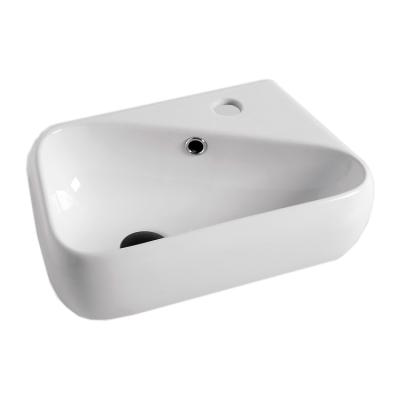 China Eco-friendly Cheap Modern Bathroom Porcelain Wash Basin Glossy White Wall Hung Basin Solid Surface Wash Sinks for sale