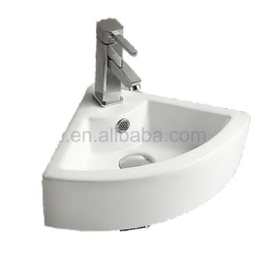 China Eco-friendly Ceramic Porcelain Wholesale White Glazed Corner Wall Hung Basin Face Sink Art Wash Basins for sale