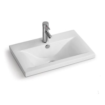 China Durable Ceramic Sink Counter Top Rectangular Ceramic Wash Basin Made in Porcelain Kitchen Sink Cabinet for sale