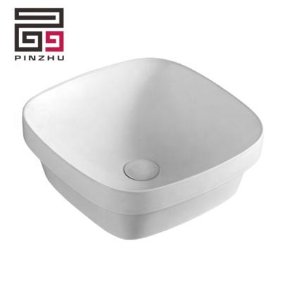 China Modern Modern Rectangular Bathroom Porcelain Semi Recessed Wash Basin Sink for sale