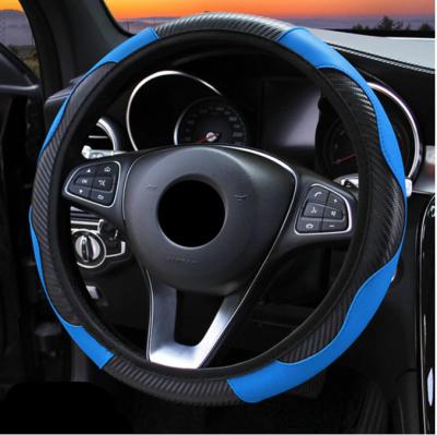 China Sports Car Wheel Cover Breathable Anti Slip PU Leather Steering Covers Suitable 37-38cm Automobile Decoration Carbon Fiber for sale