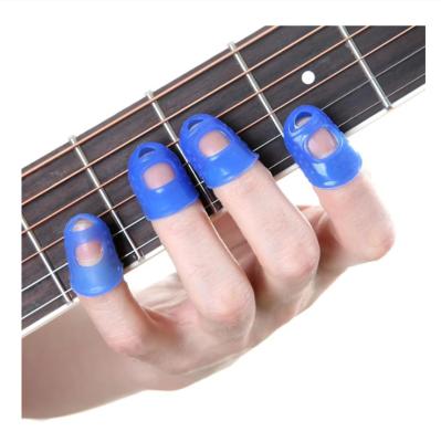 China 4Pcs/Set GUITAR Silicone Finger Guards Guitar Fingertip Protectors for Ukulele Guitar S M L Transparent Blue Color for sale