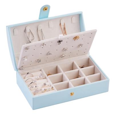 China Fashionable Jewelry Organizer Display Travel Case Boxes Portable Jewelry Box PU Storage Leather Bracelet Ring Box for sale