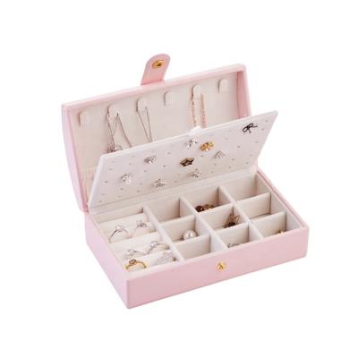 China High Quality Fashionable PU Leather Popular Simple Jewelry Box Organizer Jewelry Design Moving Box for Rings and Necklace for sale