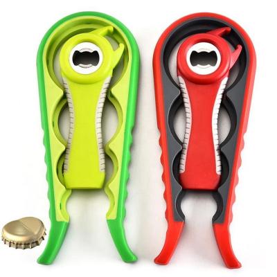 China Viable 5 in 1 Multi Function Can Opener Bottle Opener Kit with Silicone Handle Easy to Use for Kids for sale